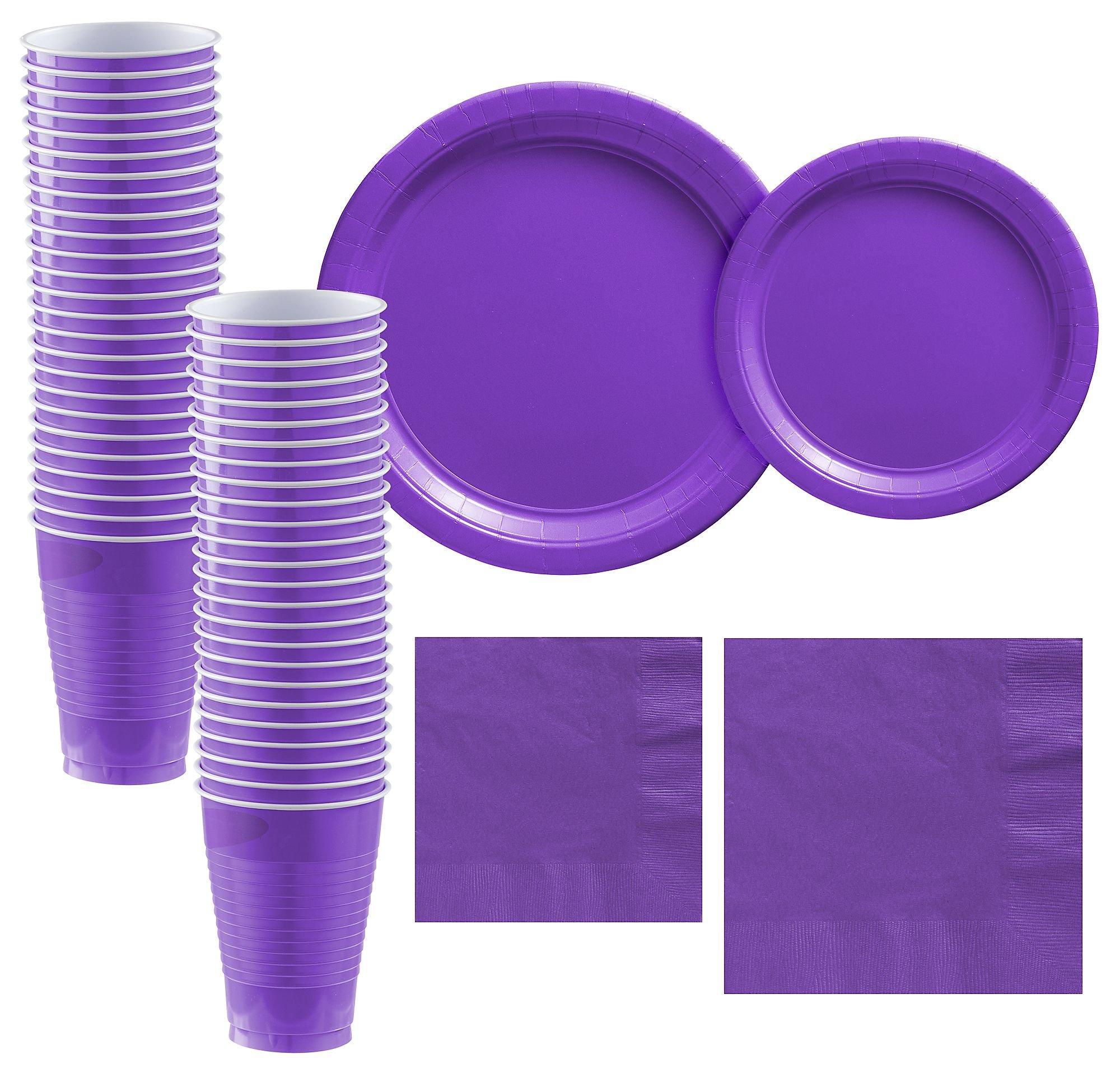Purple Paper Tableware Kit for 50 Guests Party City